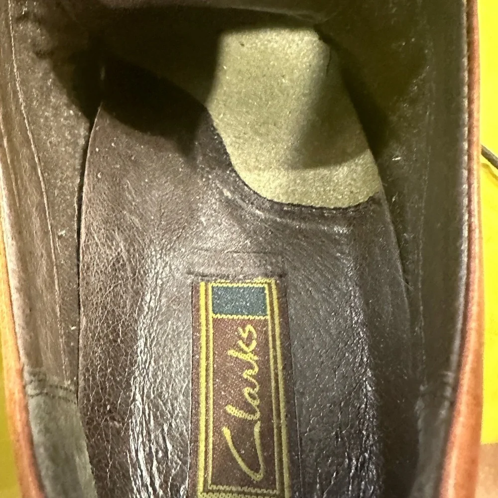 Clarks Active Air Men’s 10M Brown Leather Lace Up Square Toe Dress Casual Shoes